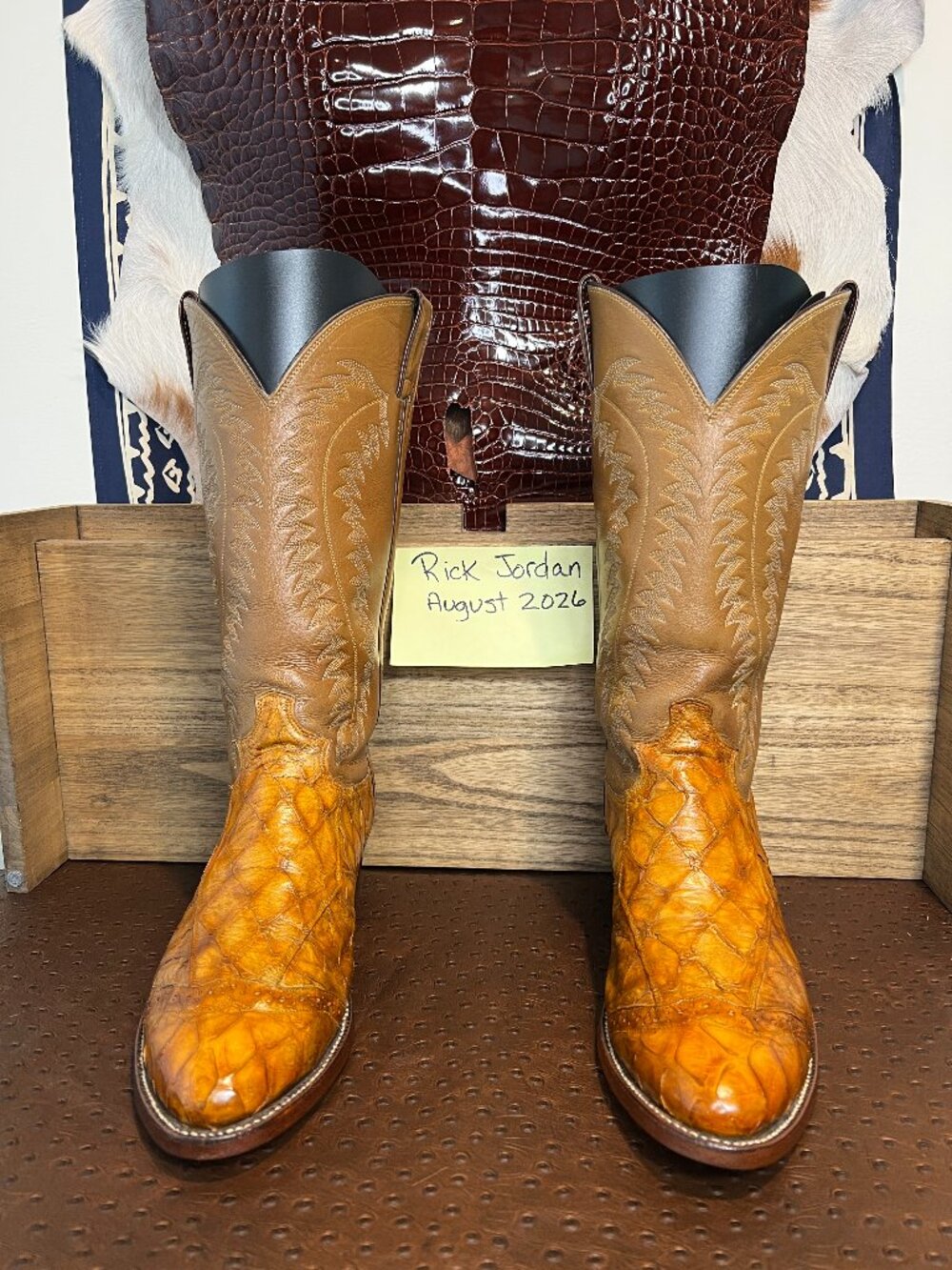 Justin's Genuine Exotic "Lizard" Leather Cowboy Boots in Men's Size 8.5D